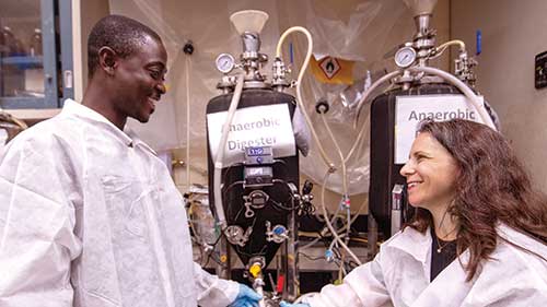 Two researchers in a lab