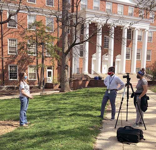 Student being interviewed