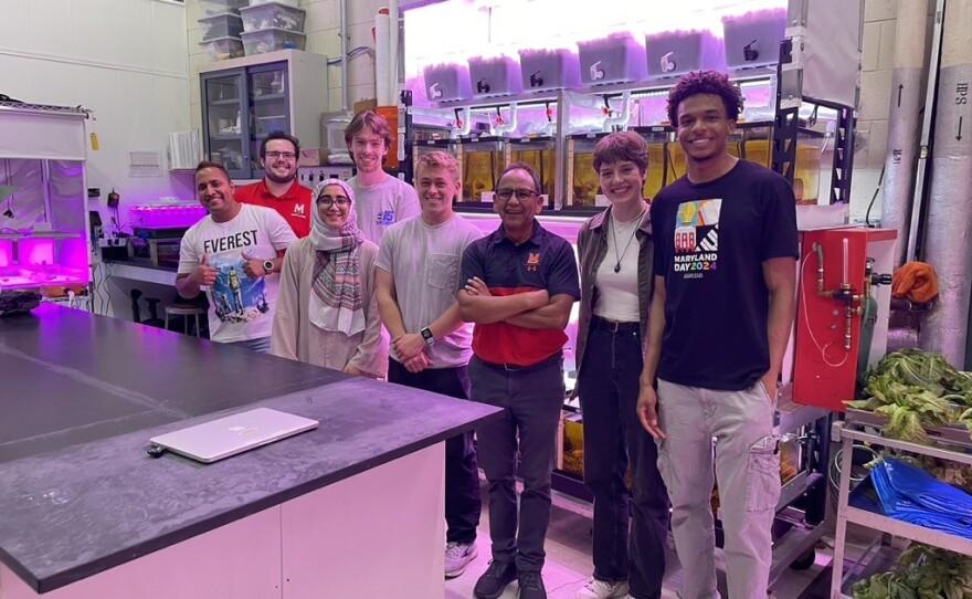 Jose-Luis Izursa with students in his aquaponics lab