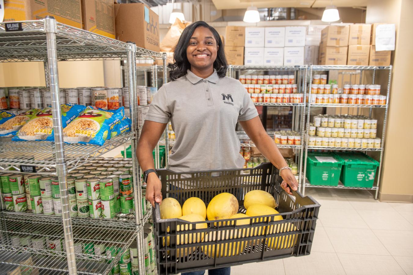Student in the campus pantry